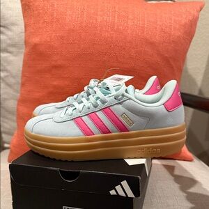 Adidas Light Blue and Pink Sneakers